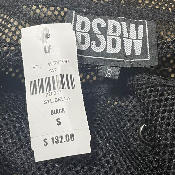 BSBW for LF Reworked NEW $132 Mesh Cropped Black Hoodie Sz S Streetwear Grommets - Picture 8 of 9